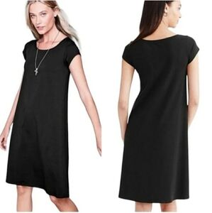Eileen Fisher Organic Cotton Ballet-Neck Knit Dress, Color Black,Size S/P